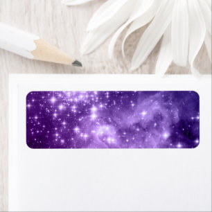 Purple Magic Stars Celestial Digital Art Return Address Label
