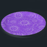 Purple Magic Vintage Celestial Sun Moon Stars Paper Plate<br><div class="desc">Customise with text if desired</div>