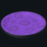 Purple Magic Vintage Celestial Sun Moon Stars Paper Plate<br><div class="desc">Customise with text if desired</div>