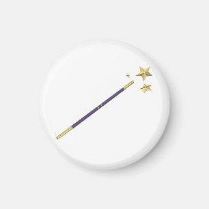 Purple magic wand with three golden stars  magnet