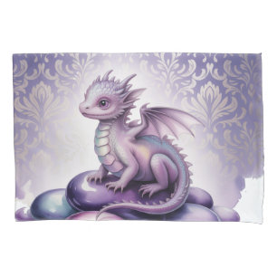 Purple Magical Dragon Baby Shower Pillowcase