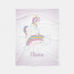 Purple Magical Rainbow Unicorn Personalised Fleece Blanket