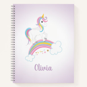 Purple Magical Rainbow Unicorn Personalised Notebook