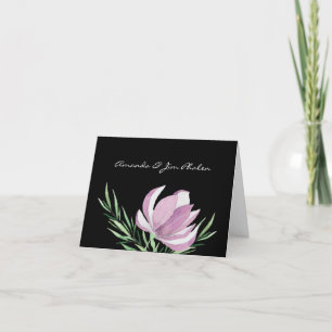 Purple Magnolia Floral Watercolor Thank You Card