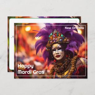 💚💜💛Purple Majesty: Mardi Gras Elegance Postcard