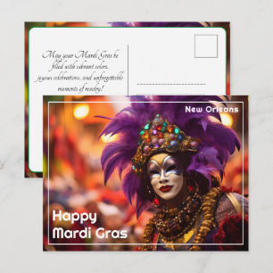 💚💜💛Purple Majesty: Mardi Gras Elegance Postcard