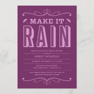 Purple Make it Rain Bridal Shower Invitations