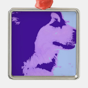 Purple Malamute Pop Art Metal Ornament