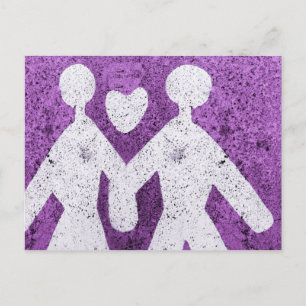 Purple man and women in love in Italy Postcard
