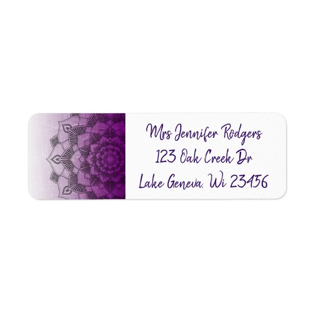 Purple Mandala Abstract Return Address Label (Front)
