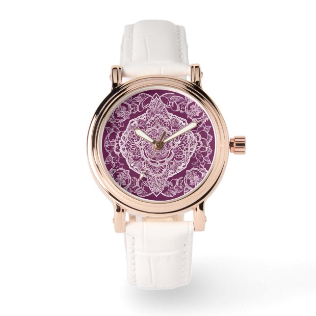 Purple mandala AI art  Watch (Front)