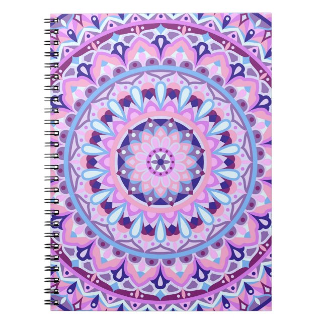 Purple Mandala Boho Spiritual Geometric Pattern Notebook (Front)