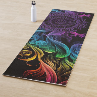 Purple Mandala Bold Black Colourful Chakra  Yoga Mat