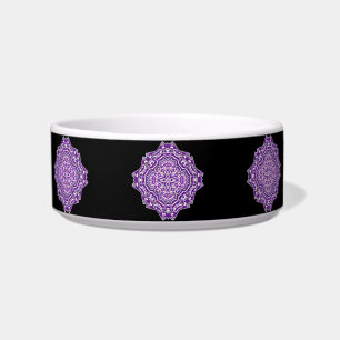 purple mandala cat food bowl