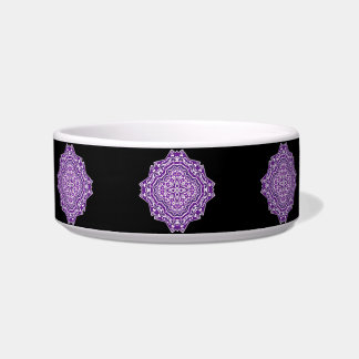 purple mandala cat food bowl