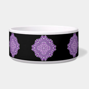 purple mandala cat food bowl