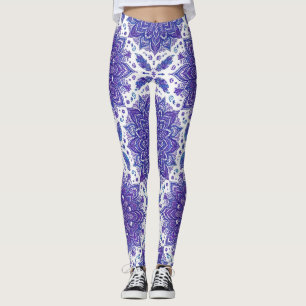 Purple Mandala Floral Seamless Pattern Leggings