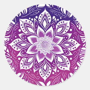 Purple Mandala Flower Classic Round Sticker