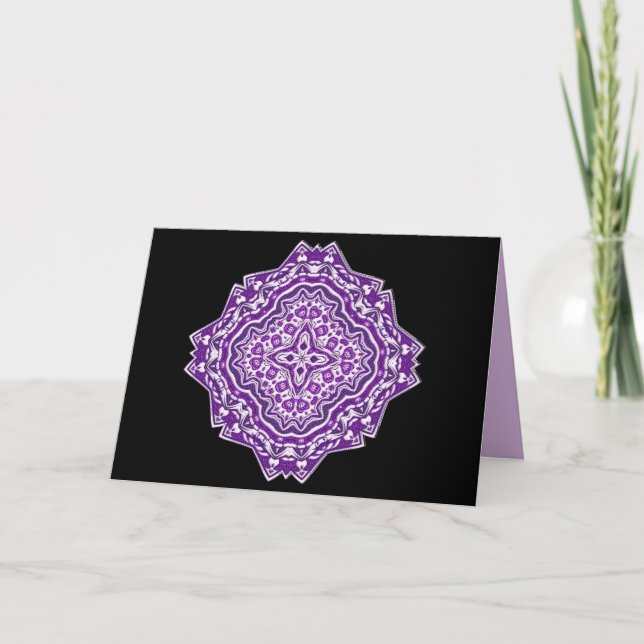 purple mandala greeting card (Front)
