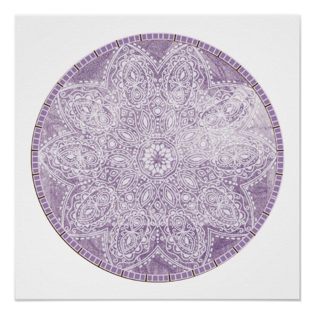 Purple Mandala Grunge Circle Meditation Poster (Front)