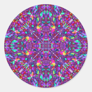 Purple Mandala Hippie Pattern Classic Round Sticker