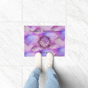 Purple Mandala Monogram Namaste Elegant  Doormat