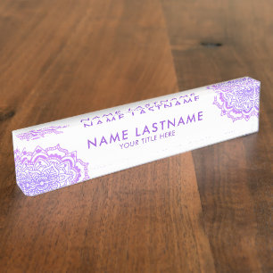 Purple Mandala Ornament on White Title Nameplate