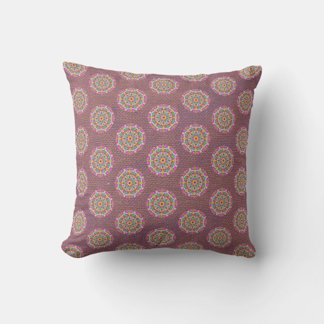 Purple Mandala Pattern Reversible Boho Cushion (Front)