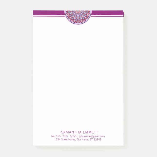 Purple Mandala Professional Modern Post-it® Notes (Front)