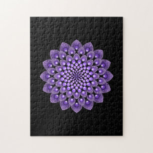 Purple Mandala Round Gypsy Indian Bohemian Gift Jigsaw Puzzle