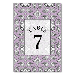 Purple Mandala Wedding Table Number Card