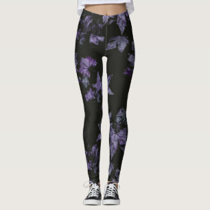 Purple maple leaves pattern leggings