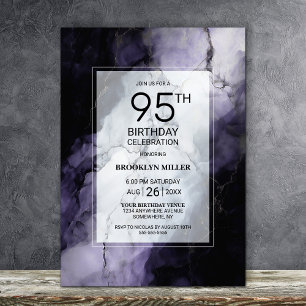 Purple Marble 95th Birthday Party Invitation