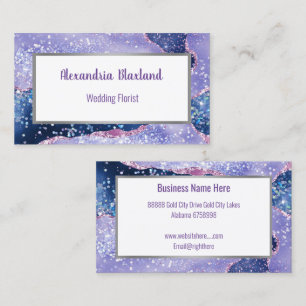 PURPLE MARBLE ABSTRACT WHITE BUSINESS CARD