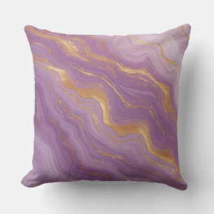 Purple Marble Background With Gold Veins Cushion
