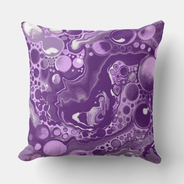Purple Marble Fluid Art Cells    Cushion (Front)