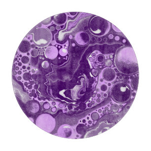 Purple Marble Fluid Art Cells Cutting Board
