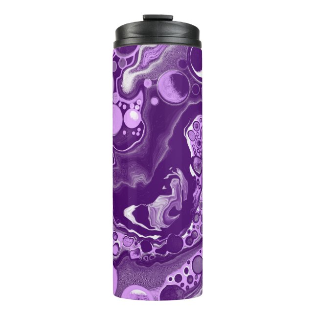 Purple Marble Fluid Art Cells   Thermal Tumbler (Front)