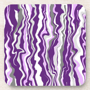 Purple Marble Fluid Art Stripes Coaster