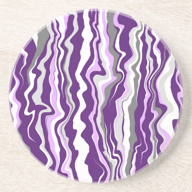 Purple Marble Fluid Art Stripes      Coaster (Front)