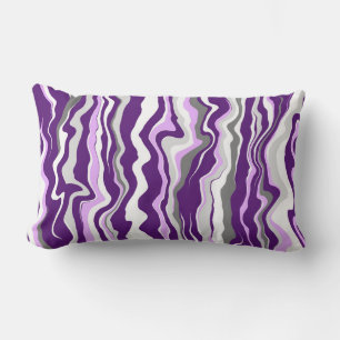 Purple Marble Fluid Art Stripes Lumbar Cushion