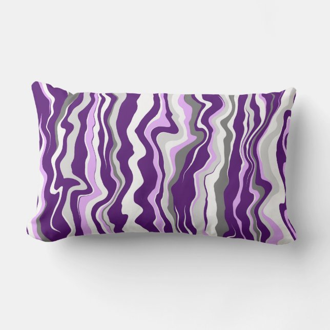 Purple Marble Fluid Art Stripes    Lumbar Cushion (Front)