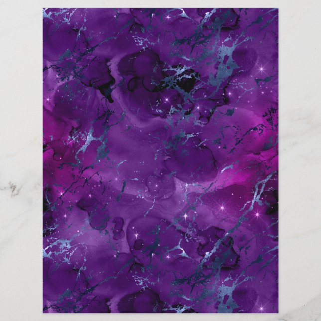 Purple Marble Galaxy Scrapbook Paper Sheet (Back)