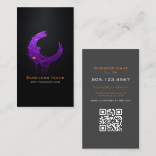 Purple Marble Gold Accent • Custom Editable Business Card