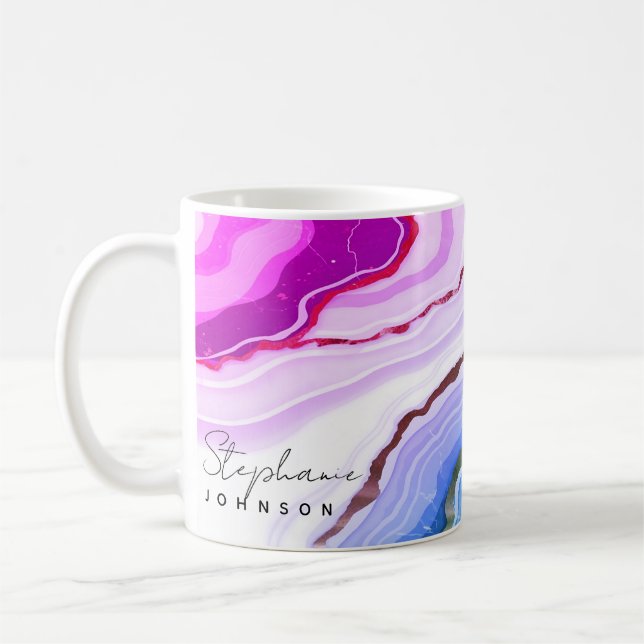 Purple Marble Mug, Personalised Mug, Custom Name  Coffee Mug (Left)