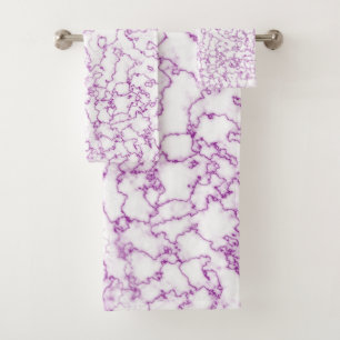 Purple marble pattern bath towel set