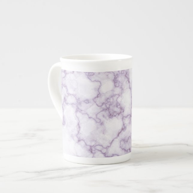 Purple Marble Pattern Bone China Mug (Front Left)