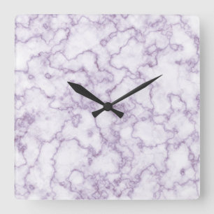 Purple Marble Pattern Square Wall Clock