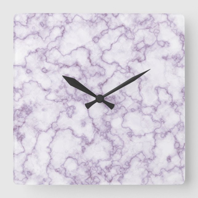 Purple Marble Pattern Square Wall Clock (Front)