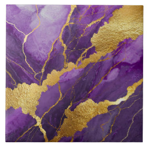 Purple Marble Pattern with Gold Ceramic Tile